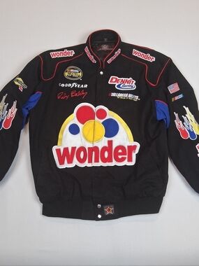JH Design Talladega Nights Ricky Bobby NASCAR Pit Jacket RARE Black Mens Size XL